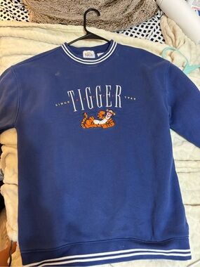 Disney Blue Tigger Pullover Sweatshirt with Orange Graphic